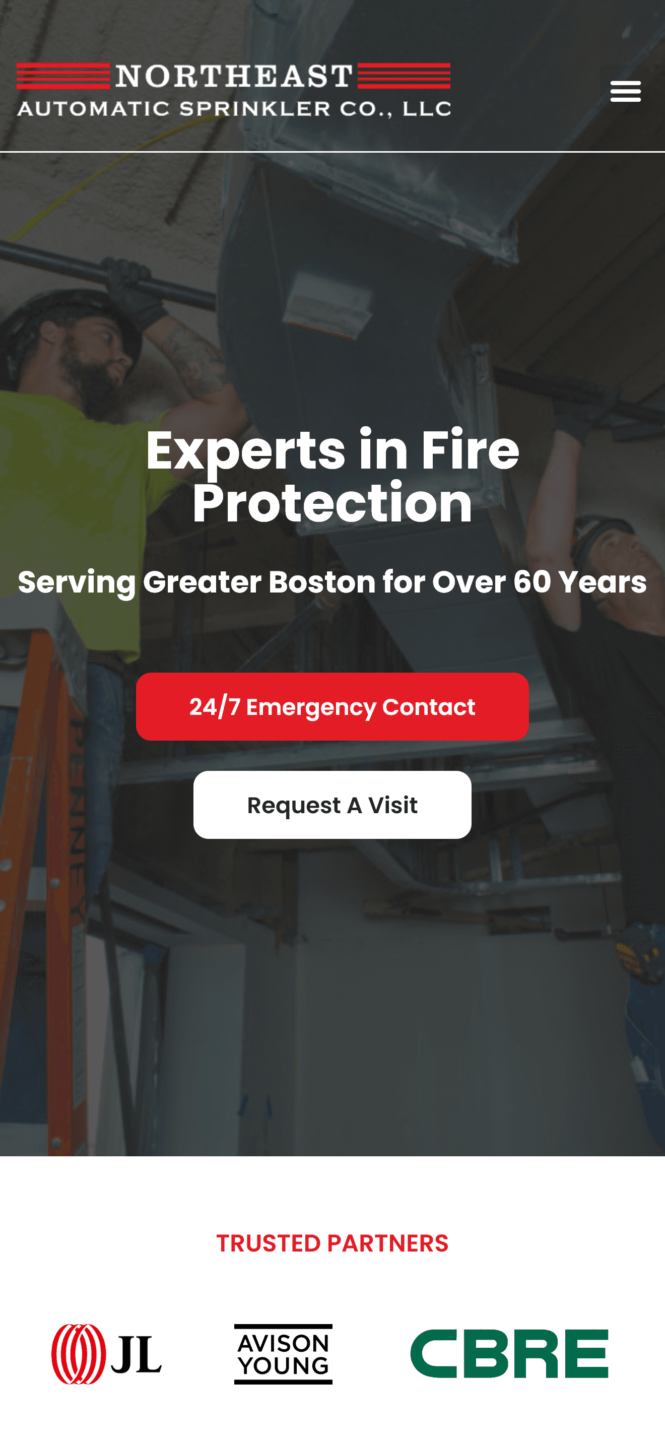 Northeast Automatic Sprinkler homepage on mobile